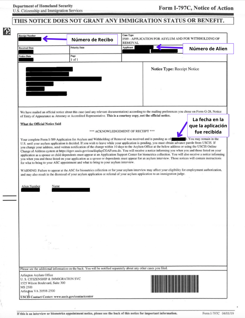 i797c notice of action asilo