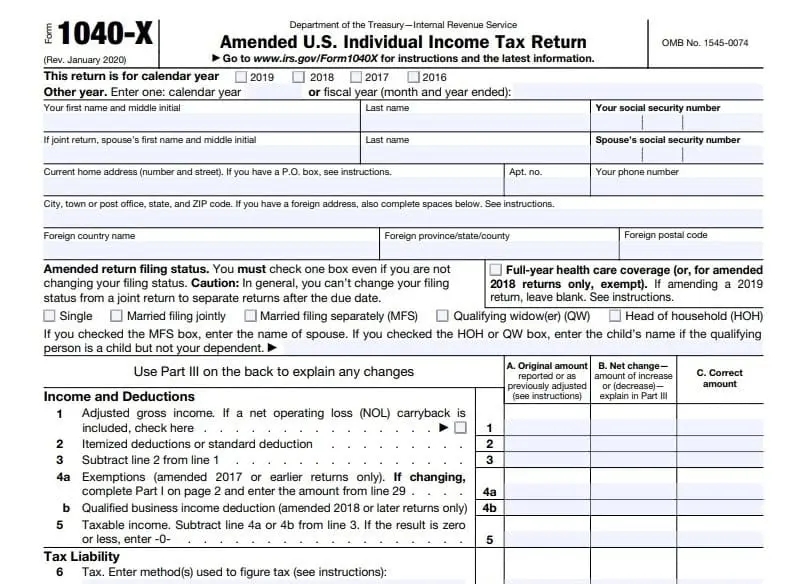 Tax Form 1040x 2019 Hot Sex Picture